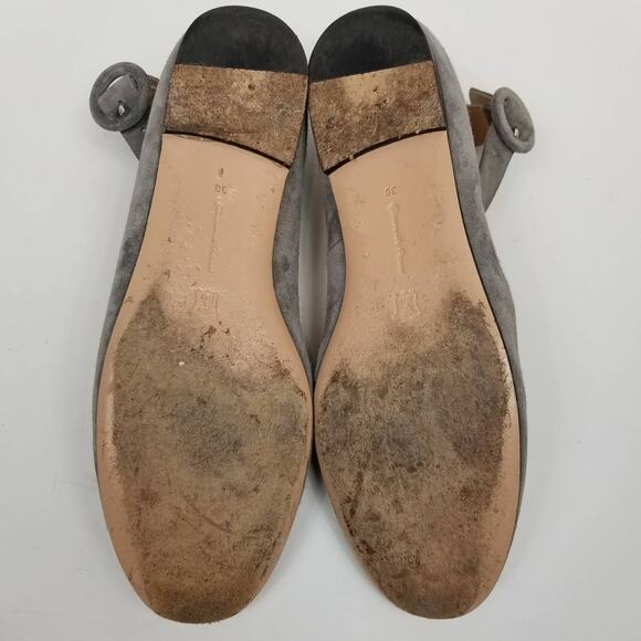 Gianvito Rossi Milano Italian Gray Suede Ankle Strap Flats Size 38 - Picture 7 of 9